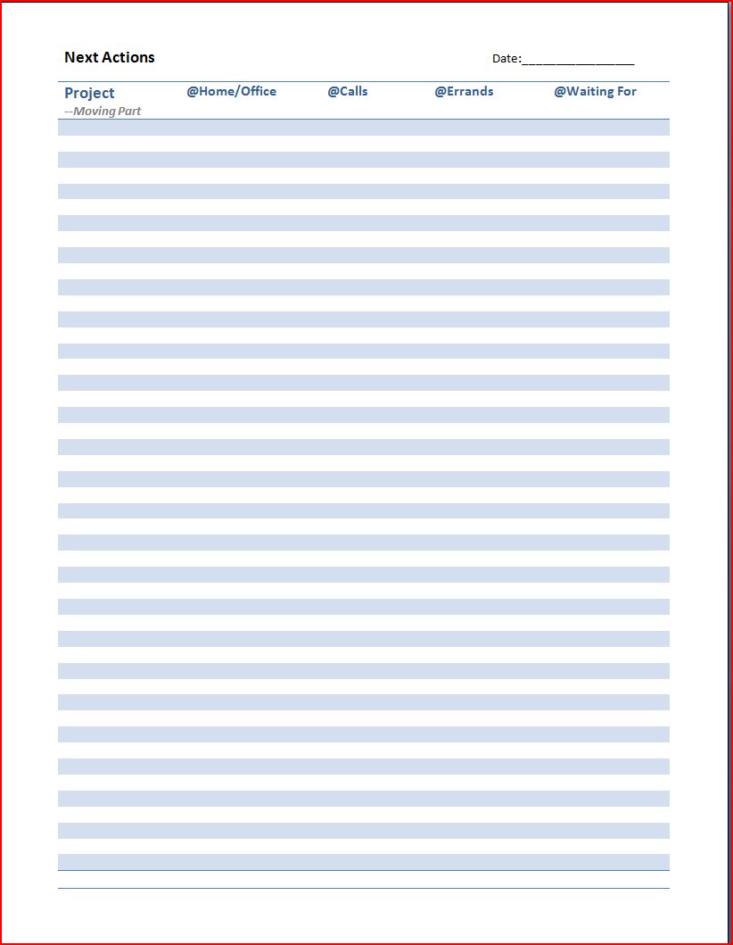 Next Action Chart that includes Projects? | Getting Things Done® Forums